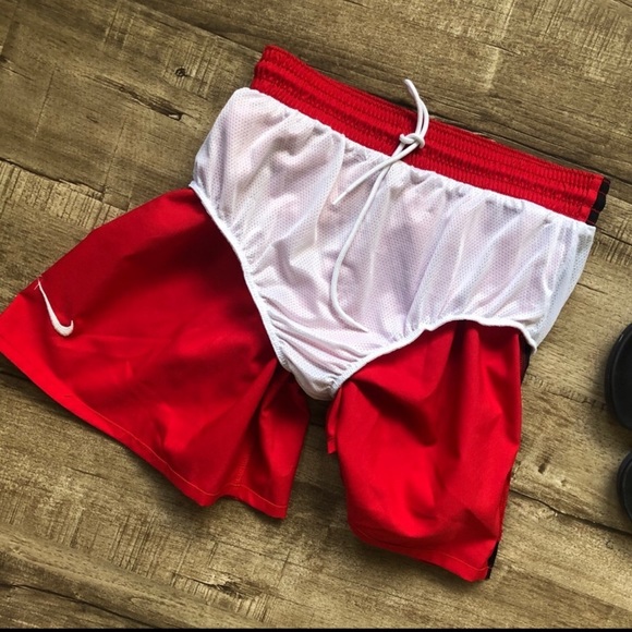 Nike Red Black Stripe Dri Fit Girls Soccer Shorts - Picture 5 of 8